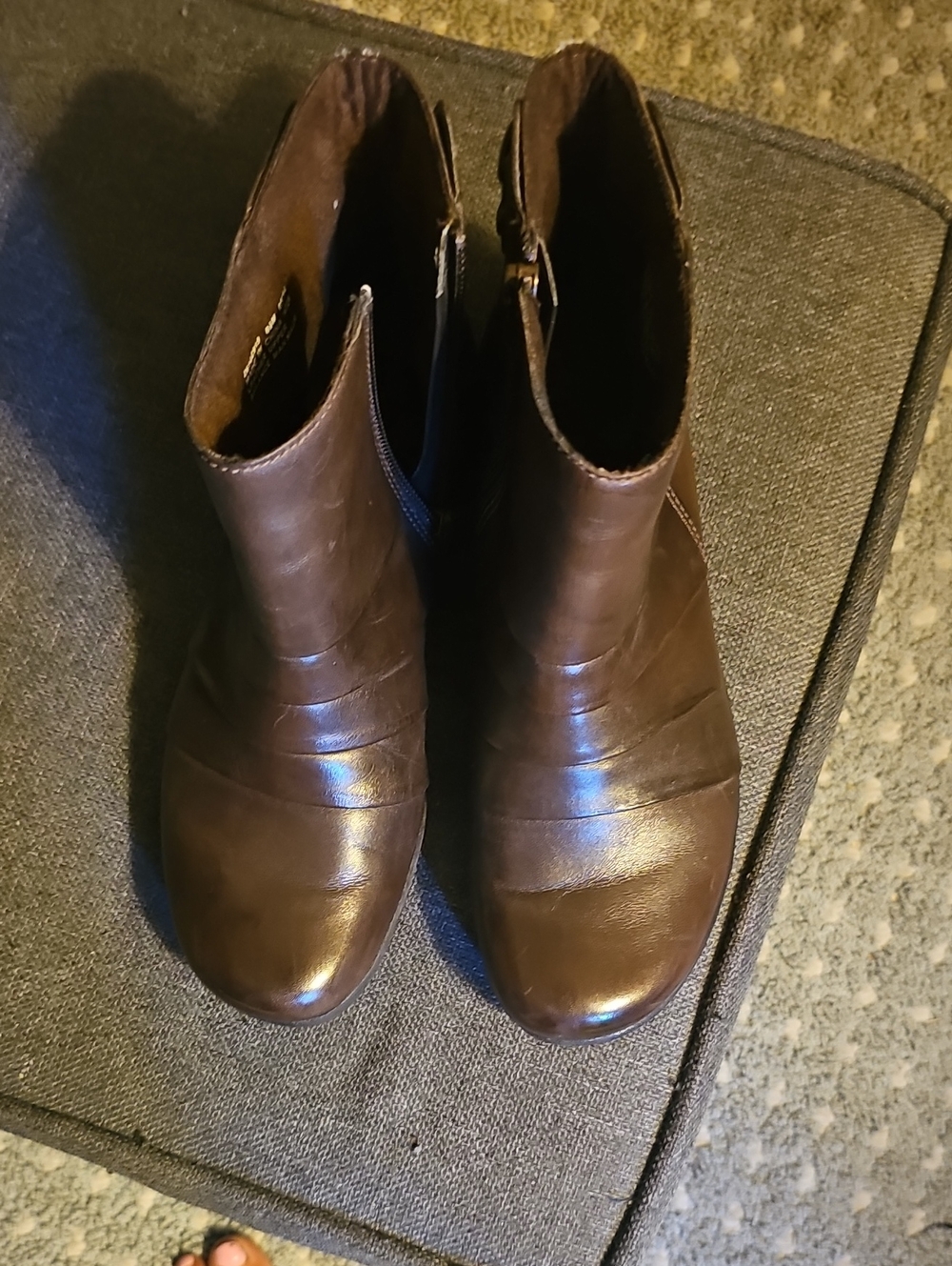 Clarks Dark Brown Leather Ankle Booties